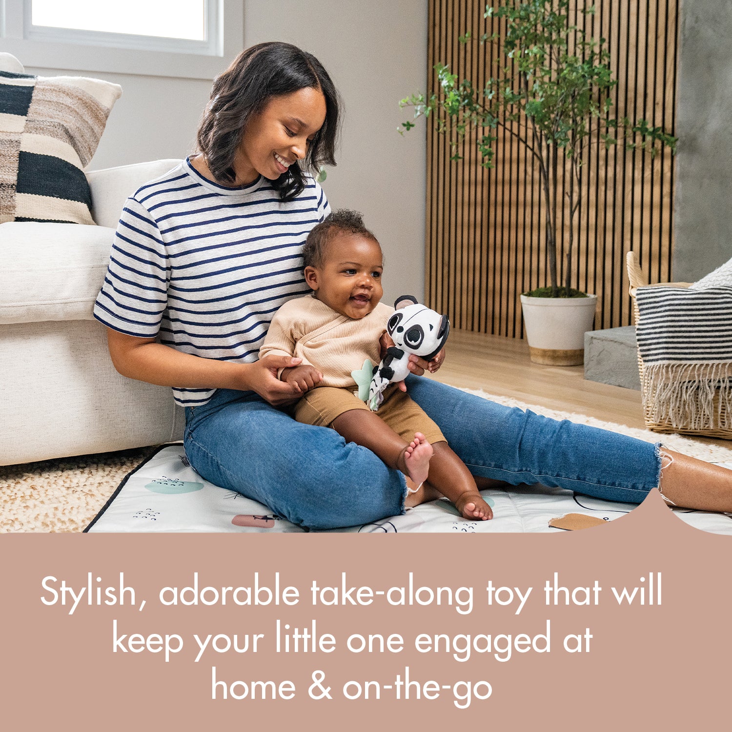 Panda Take Along Rattle Toy - stylish, adorable take-along toy that will keep your little one engaged at home & on-the-go