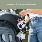 Panda Take Along Rattle Toy - universal clip for easy attachment