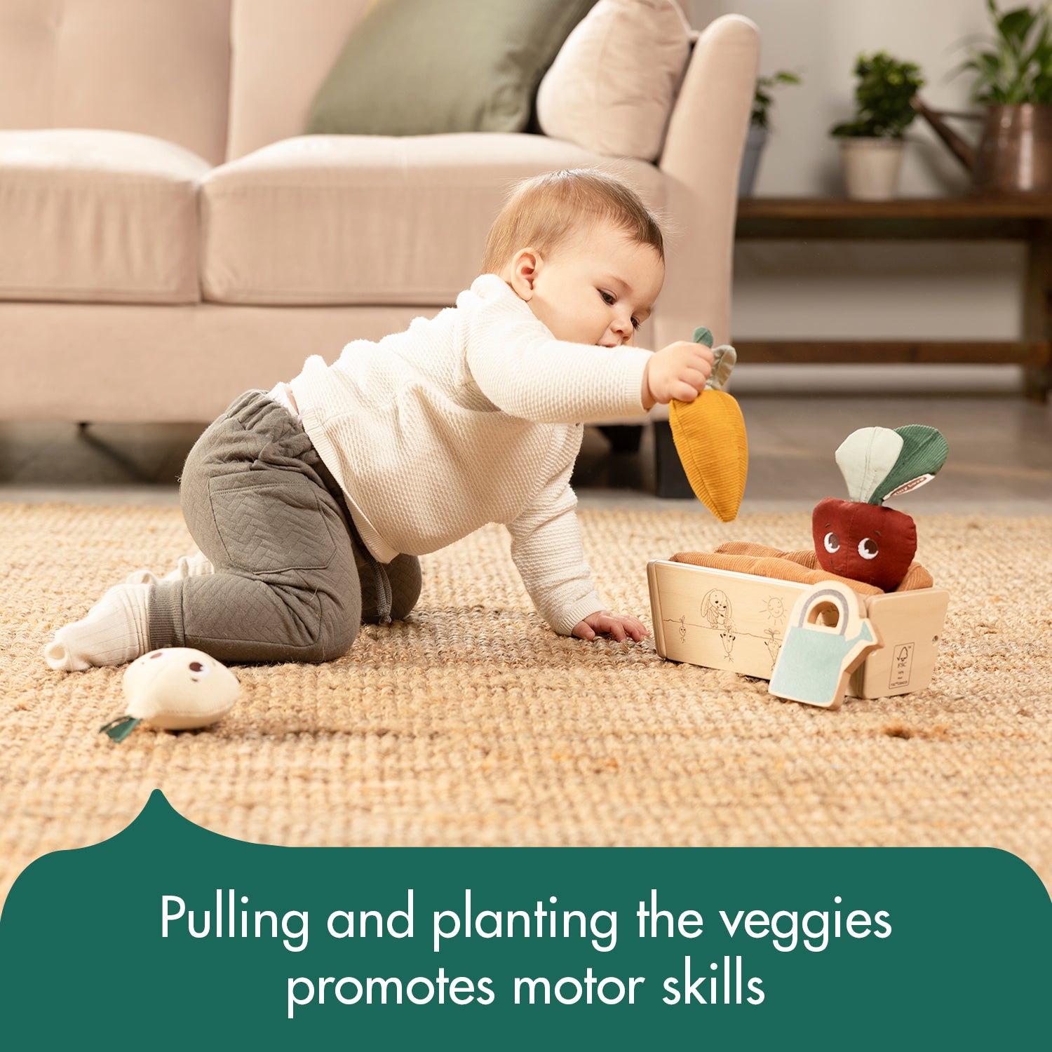 My First Garden - pulling and planting the veggies promotes motor skills