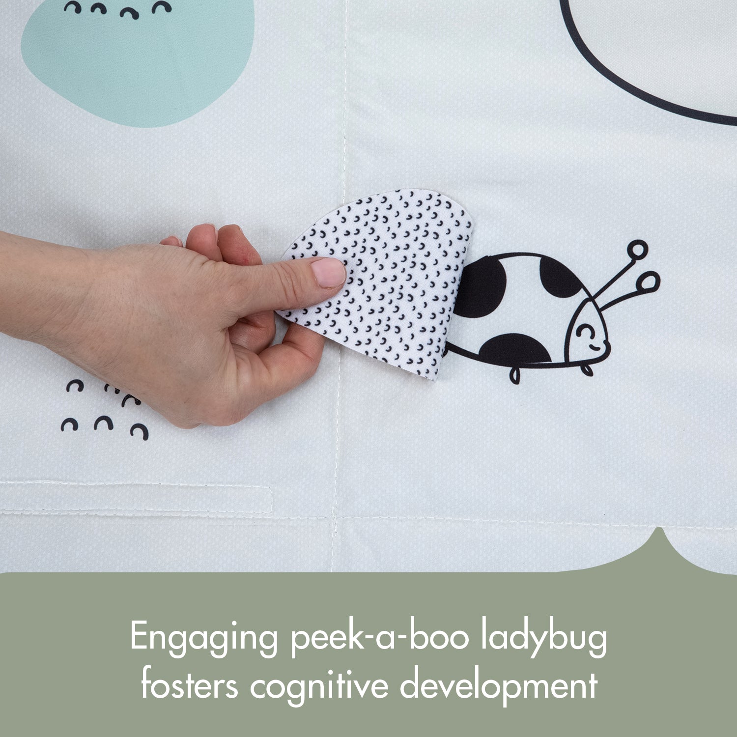 XL Outdoor Picnic Mat - engaging peek-a-boo ladybug fosters cognitive development