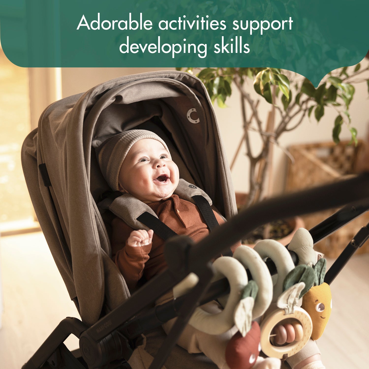 Spiral Stroller Activity Toy - adorable activities support developing skills